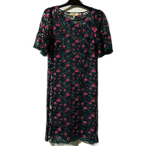 Moulinette Soeurs Floral Embroidered Sheer Black Top Women Size Small
